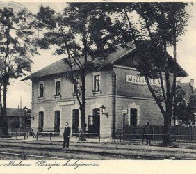6.	Stacja kolejowa w Mszanie Dolnej 1930 r, pocztówka ze zbiorów rodziny Schwitzerów, Helen Krag