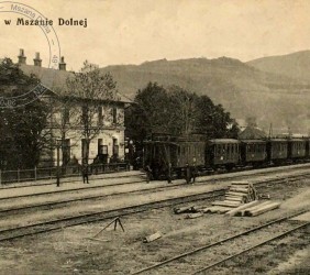 7.	Stacja kolejowa w Mszanie Dolnej, lata 20-te XXw., pocztówka ze zbiorów rodziny Schwitzerów – Helen Krag