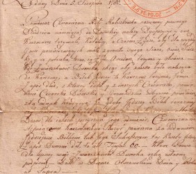 2. “Transfer of the one fourth of the ploughland Rabszkówka to Jędrzej Biłek”, 1780, Kubowicz family’s private archive