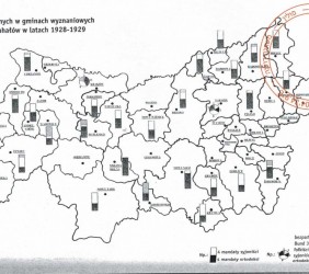 12. Rozkład sił politycznych w gminach wyznaniowych w regionie małopolskim 1928-29. „Żydowskie obwody metrykalne i gminy wyznaniowe w Galicji”, Jerzy Michalewicz i Wiesław Tyburowski