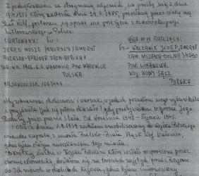 Wniosek Mosze Jereda do Instytutu Yad Vaszem o nadanie tytułu Sprawiedliwych państwu Wacławikom, str.1 