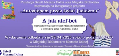 "Alef-bet" Zapraszamy na spotkanie o alfabecie hebrajskim i wystawę prac Agnieszki Cahn 