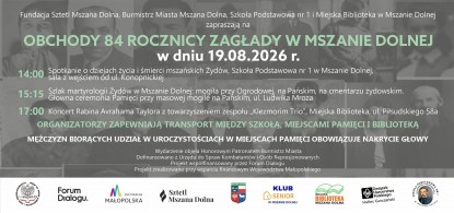 Tv 28 zaprasza na organizowane przez nas obchody 84. Rocznicy Zagłady w Mszanie Dolnej 